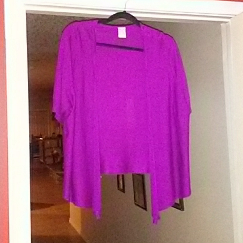 Purple open short sleeve cardigan